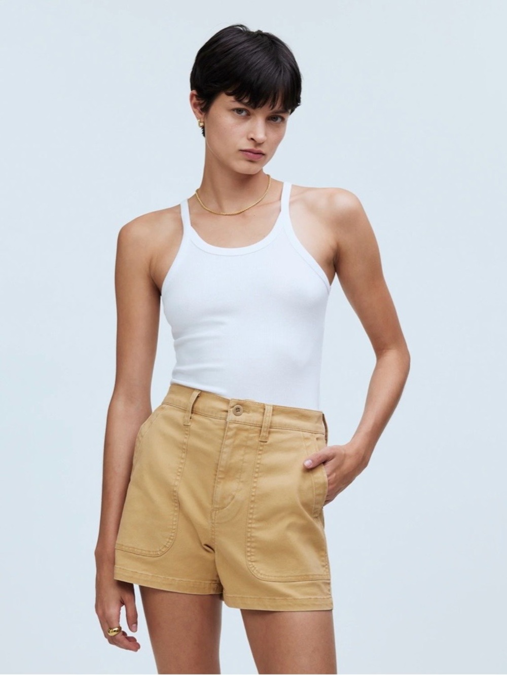 Madewell High-Waist The Perfect Vintage Fatigue Shorts in Dried Straw